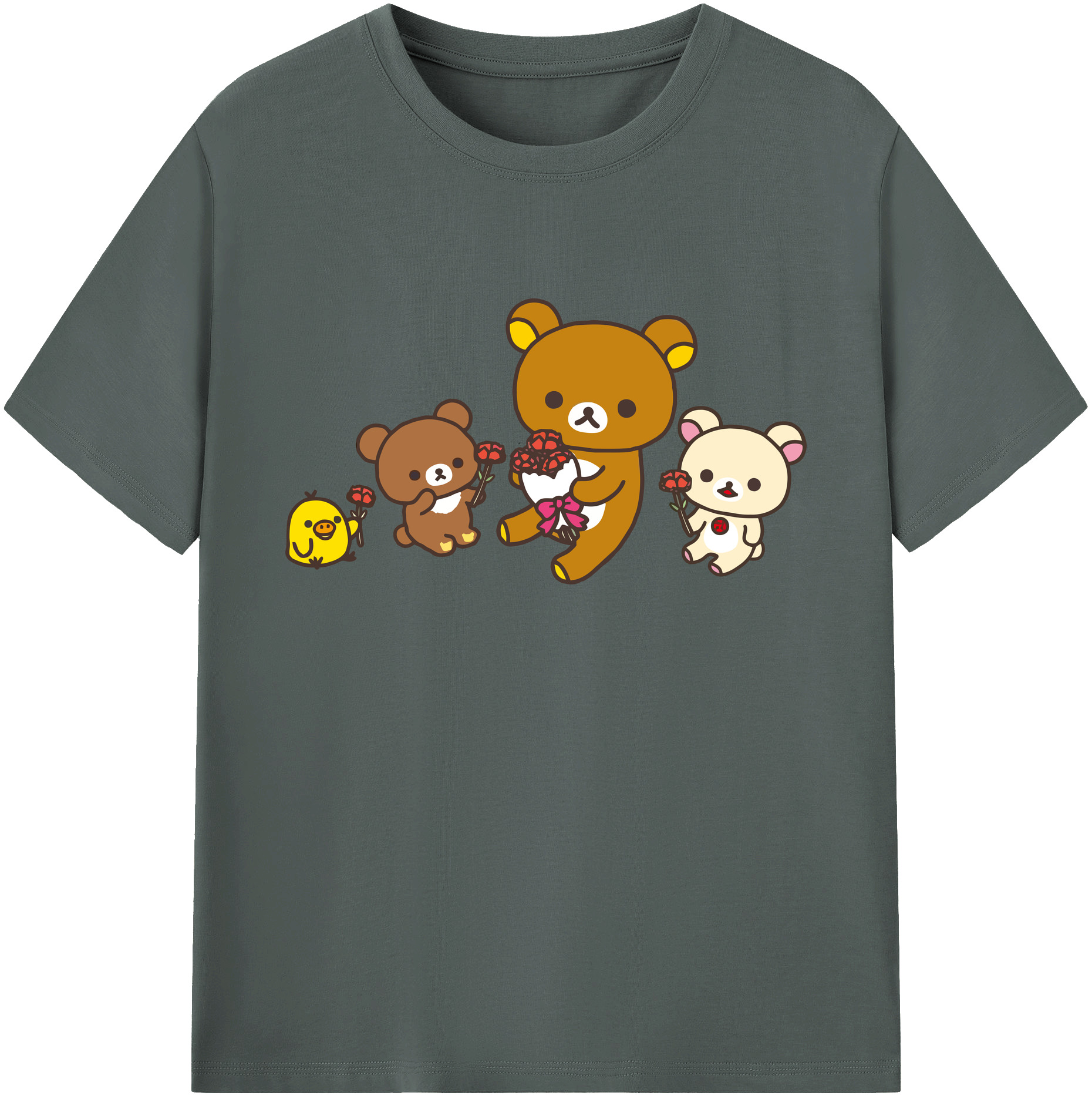 （画像用） リラックマ リラックマ キイロイトリ Rilakkuma Korilakkuma Kiiroitori 綿100％ メンズ半袖Tシャツ｜肌触りやわらか＆通気性